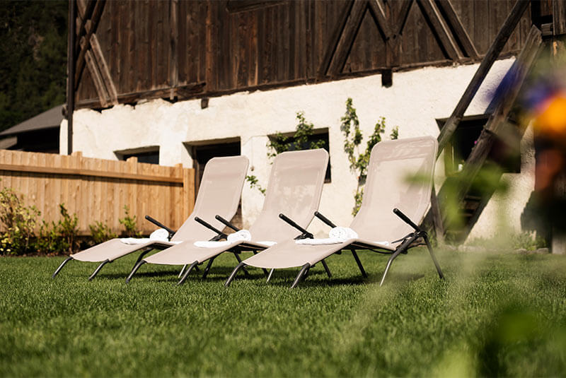Garden with sun chairs